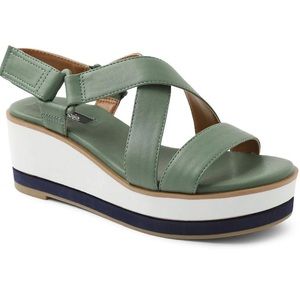 Kensie sage wedge flatform strappy open toe sandals green army NIB 8M 9.5M